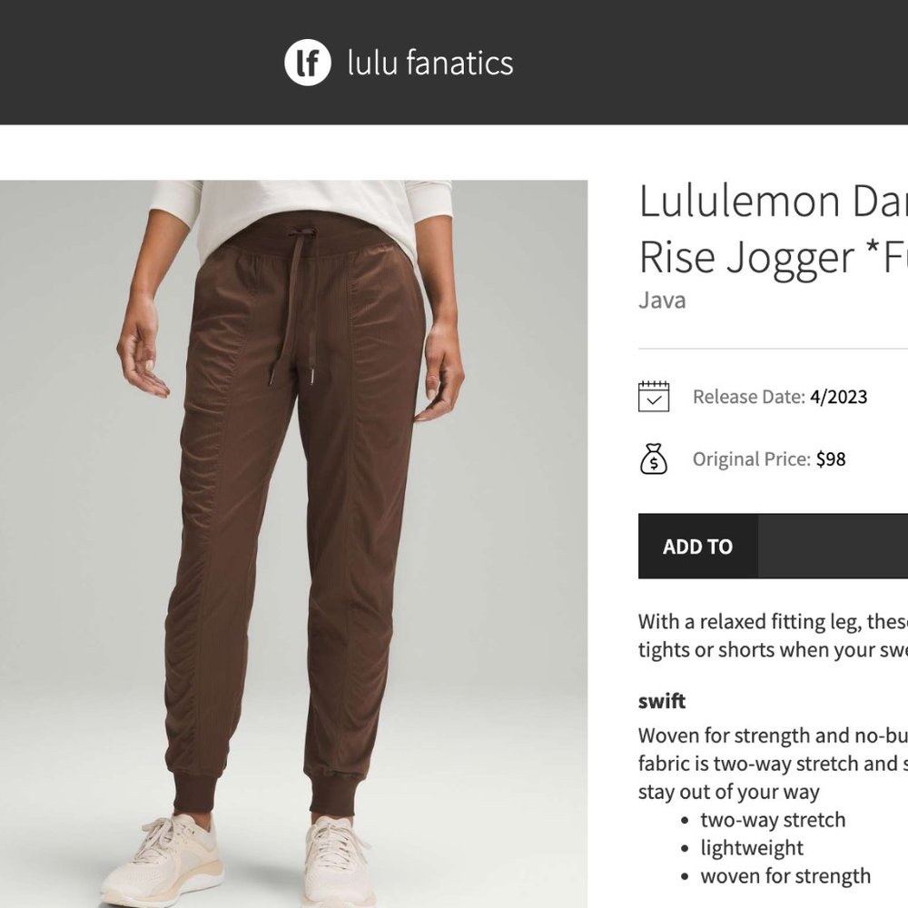 NWOT Lululemon Dance Studio Joggers Size 10